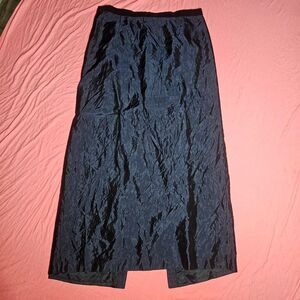 Vintage 90s navy blue reflective plus size maxi skirt